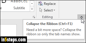 Always show the ribbon in Word 2016 - Step 4