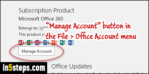 Cancel Office 365 subscription - Step 1