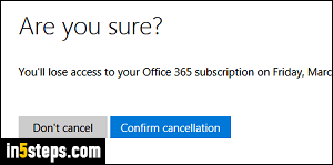 Cancel Office 365 subscription - Step 4