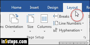 Change page size in Microsoft Word - Step 2