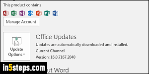 Check for updates in MS Word - Step 3