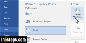 Email a document from MS Word - Step 3