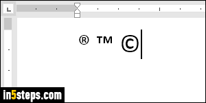 Insert (r) (c) (tm) symbols in MS Word - Step 1