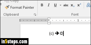 Insert (r) (c) (tm) symbols in MS Word - Step 3