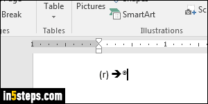 Insert (r) (c) (tm) symbols in MS Word - Step 5