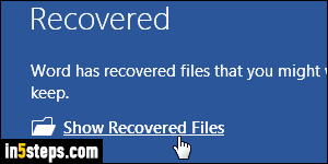 Restore document in Microsoft Word - Step 2