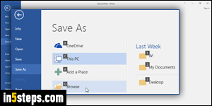 Use standard Open / Save dialog in Word - Step 1