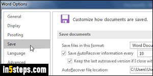 Use standard Open / Save dialog in Word - Step 3