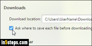 Change default download folder in Opera - Step 5