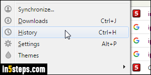 Clear cache in Opera - Step 2