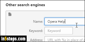 Add custom search engine to Opera - Step 3