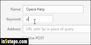 Add custom search engine to Opera - Step 4