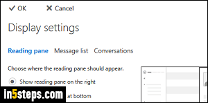 Move / hide Outlook Mail reading pane - Step 3