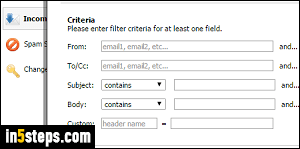 Create filter in Rackspace Mail - Step 4