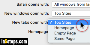 Add / Remove top sites in Safari - Step 5