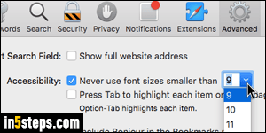 Change font size in Safari - Step 5