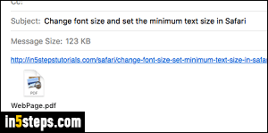 Email page or link from Safari - Step 1