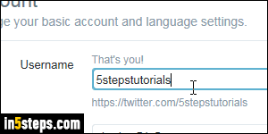 Change Twitter username - Step 3