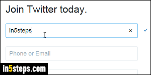 Create Twitter account - Step 2