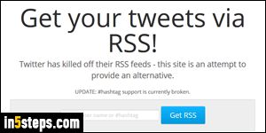 Subscribe to Twitter feed as RSS - Step 2