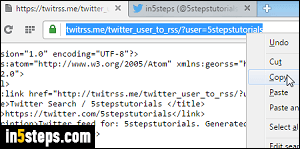Subscribe to Twitter feed as RSS - Step 5