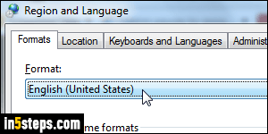 Change country in Windows 7 - Step 5