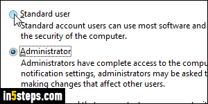 Change user account type - Step 4