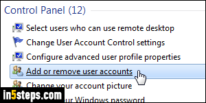 Add user in Windows 7 - Step 2