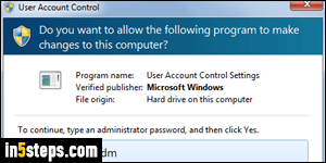 Disable UAC in Windows 7 - Step 1