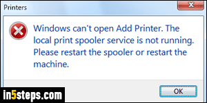 Local print spooler service is not running - Step 1
