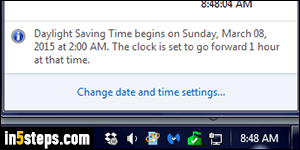 Prevent automatic time change to DST - Step 1
