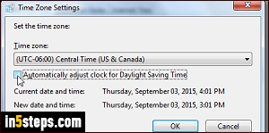 Prevent automatic time change to DST - Step 4