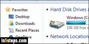 Windows Explorer favorite folders - Step 1